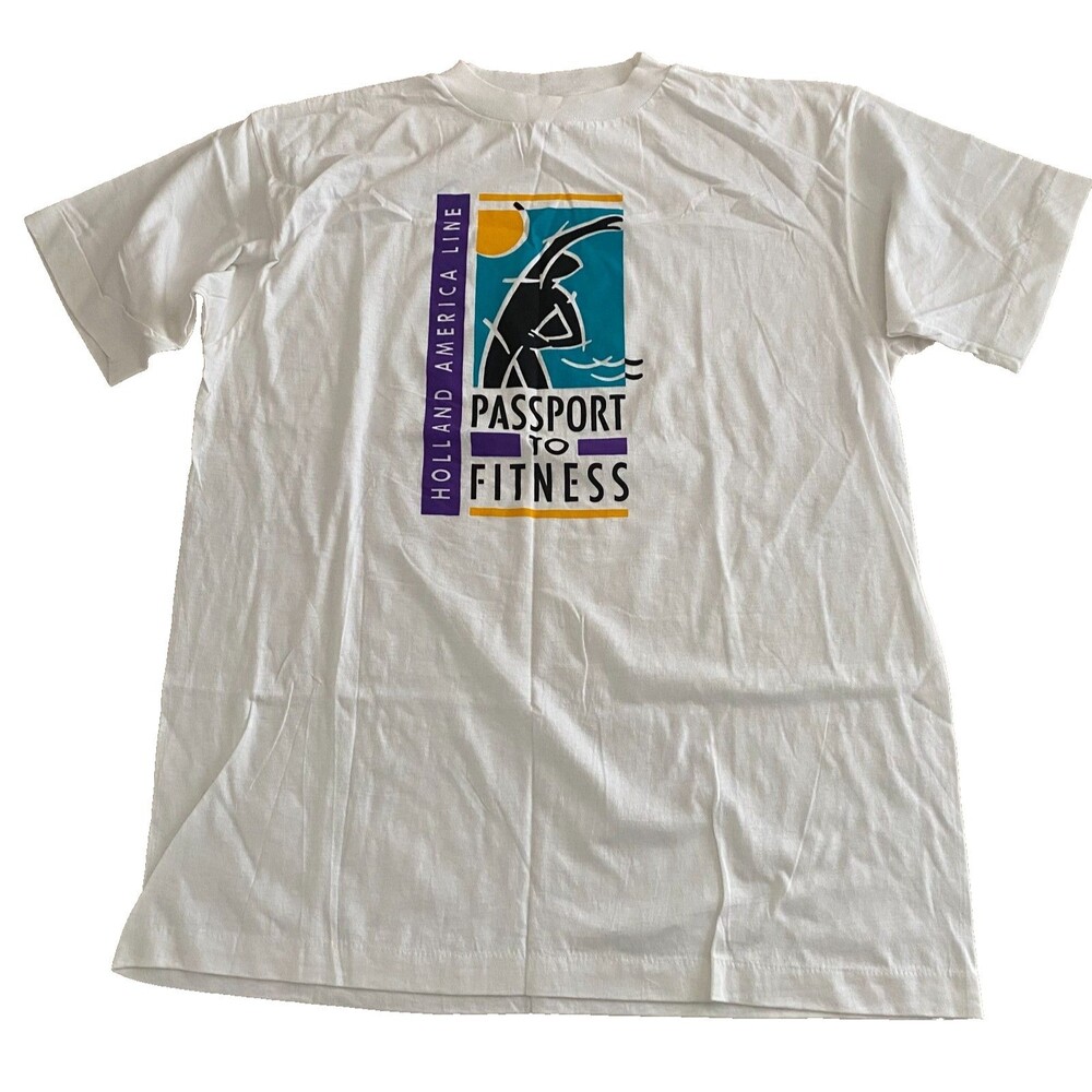 NOS Vtg 90's Holland America Line T-Shirt Adult XL Cruise Fitness USA Crew Neck